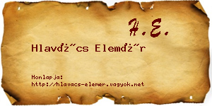 Hlavács Elemér névjegykártya